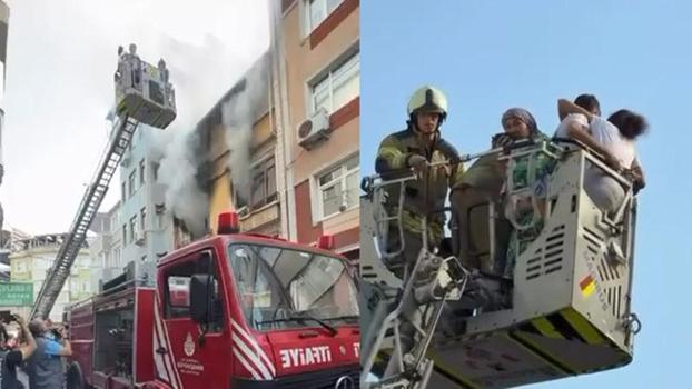 Fatih'te 3 katlı binadaki yangında mahsur kalan 4 kişi kurtarıldı