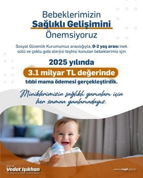 Gıda alerjisi olan bebekler için 3,1 milyar TL mama ödemesi yapıldı