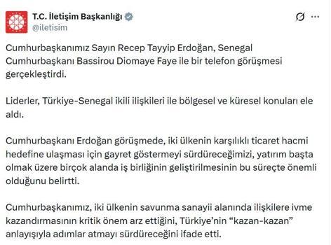 Cumhurbaşkanı Erdoğan, Senegal Cumhurbaşkanı Faye ile telefonda görüştü
