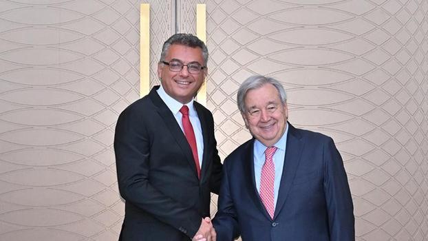 KKTC Cumhurbaşkanı Erhürman, BM Genel Sekreteri Guterres ile bir araya geldi