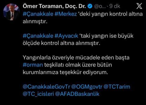Çanakkale’deki iki yangın kontrol altına alındı
