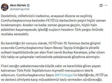 Bakan Gürlek: Hiçbir hain adaletten kaçamayacak