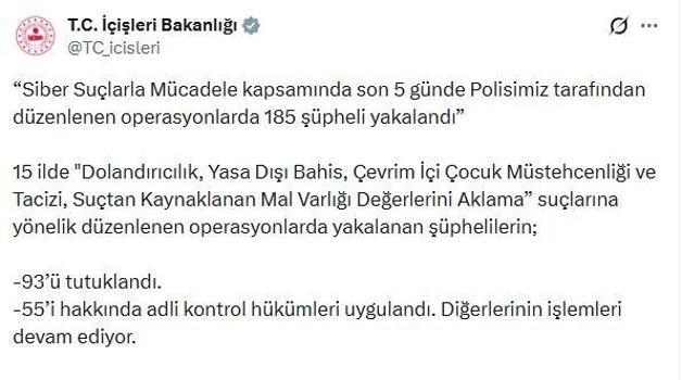 15 ilde siber suçlara yönelik operasyon; 93 tutuklama