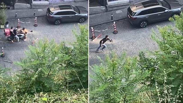 Beyoğlu’nda yarı çıplak önüne atladığı motosikletliyi düşürdü; duba sopa ve tekmeyle darbedildi