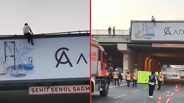 Şişli’de üst geçide çıktı müzakereci polis tarafından ikna edilerek aşağı indirildi