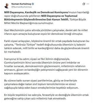 TBMM Başkanı Kurtulmuş: Bu adım, yeni bir dönemin kapısını aralayacak