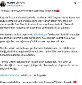 Bakan Çiftçi: Terörsüz Türkiye hedefinden dönüş yoktur
