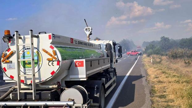 Edirne'de anız yangını ormana sıçradı; havadan ve karadan müdahale sürüyor (2)