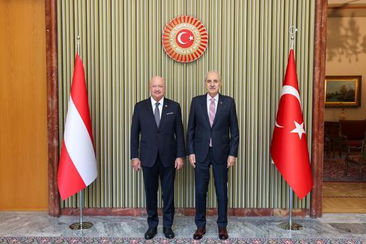 TBMM Başkanı Kurtulmuş, Avusturya Federal Şansölyesi Stocker ile bir araya geldi