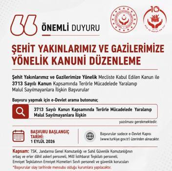 Bakan Göktaş: Terörle mücadelede malul sayılmayan vatandaşların başvuruları 1 Eylül’de başlıyor