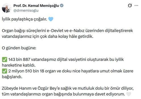 Organ bağışında 143 bin 887 kişi dijital vasiyet oluşturdu