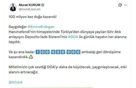DOA ile 100 milyon ambalaj geri dönüşüme kazandırıldı