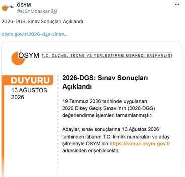 2026-DGS sonuçları açıklandı