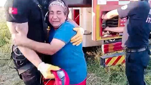 Kuyuya düşen ineğini kurtaran ekiplere sarılıp, gözyaşı döktü