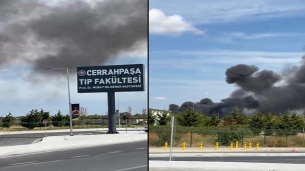 Cerrahpaşa Tıp Fakültesi Prof. Dr. Murat Dilmener Hastanesi'nin bahçesinde yangın