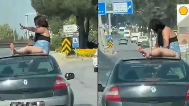 Trafiği tehlikeye düşürün otomobil sürücüsü ile yolcu gözaltına alındı