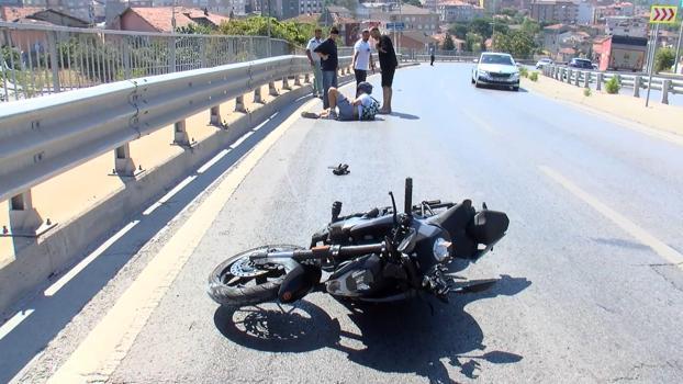 Maltepe’de bariyerlere çarpan motosiklet sürücüsü yaralandı