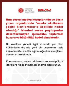 DMM'den 'azınlık okulları' iddialarına ilişkin açıklama