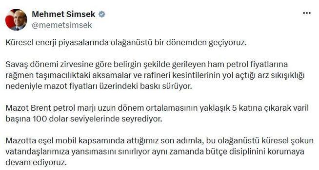Bakan Şimşek: Bütçe disiplinini korumaya devam ediyoruz