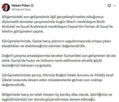 Bakan Fidan, Mısırlı ve Suudi Arabistanlı mevkidaşlarıyla görüştü