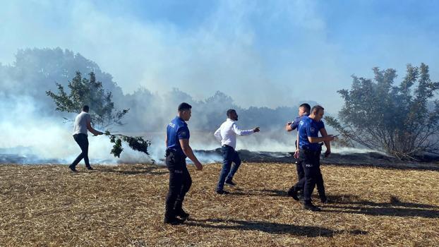 Tekirdağ’da anız yangınında 150 dekar alan zarar gördü