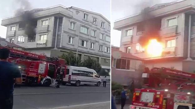 Yangın sırasında dairedeki patlama kamerada