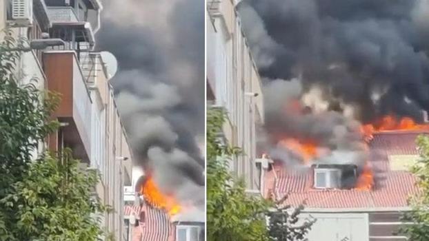 Bayrampaşa'da çatı katı alev alev yandı