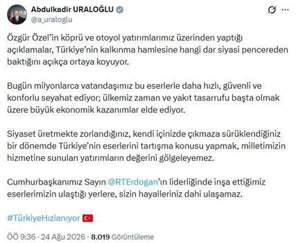 Bakan Uraloğlu: Eserlerimizin ulaştığı yerlere, sizin hayalleriniz dahi ulaşamaz