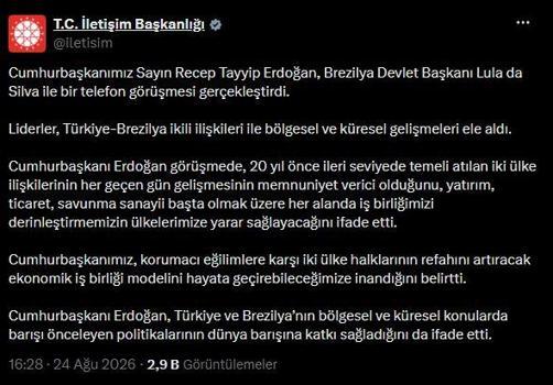 Cumhurbaşkanı Erdoğan, Brezilya Devlet Başkanı Silva ile görüştü
