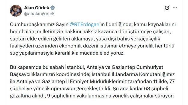 11 ilde operasyon; 68 gözaltı