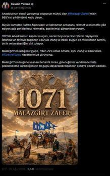 Cumhurbaşkanı Yardımcısı Yılmaz'dan 'Malazgirt Zaferi' mesajı