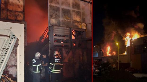 Adana'da kauçuk ayakkabı tabanı fabrikasında yangın