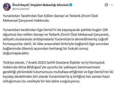 Dışişleri Sözcüsü Keçeli: Yunanistan'ın ilan ettiği mekansal çerçeve, ülkemiz açısından hukuki sonuç doğurmayacaktır