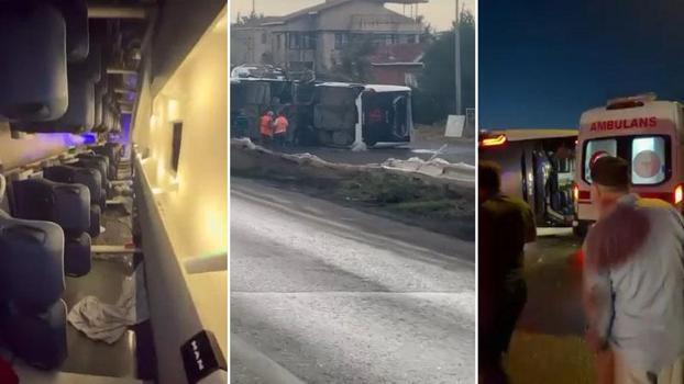 Büyükçekmece’de servis otobüsü devrildi: 18 yaralı