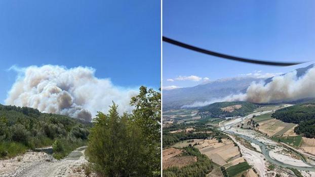 Seydikemer'de tarım arazisinde çıkan yangın, Kaş'ta ormana sıçradı