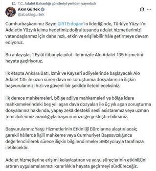 Adliyelerde 'Alo Adalet 135' dönemi