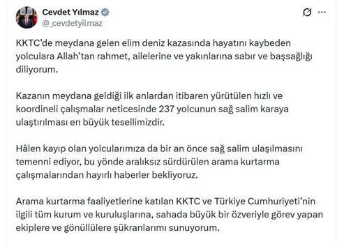 Cumhurbaşkanı Yardımcısı Yılmaz: Temel önceliğimiz, yolcuların ve mürettebatın kurtarılması (2)