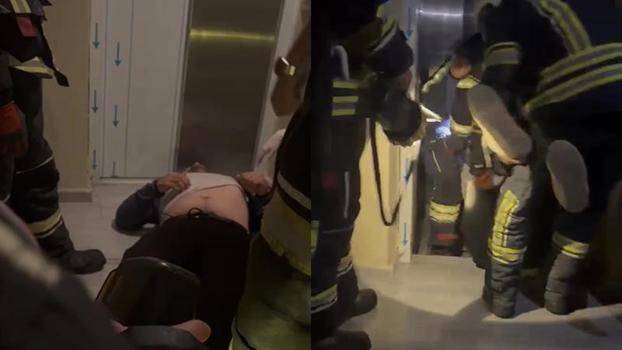 Asansör bir kat aşağı düştü, korkudan bayılan kişi kurtarıldı