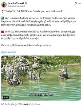 Bakan Yumaklı: Türkiye'nin 54'üncü milli parkı Deveboynu Yarımadası oldu
