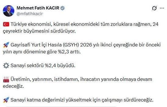 Bakan Kacır: Sanayi katma değerimizi yükseltmek için çalışmayı sürdüreceğiz