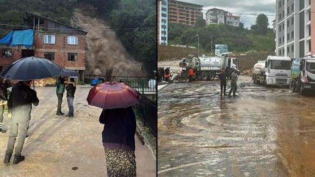 Giresun’da sağanak 2,2 milyon liralık hasara neden oldu; dere taşması kamerada