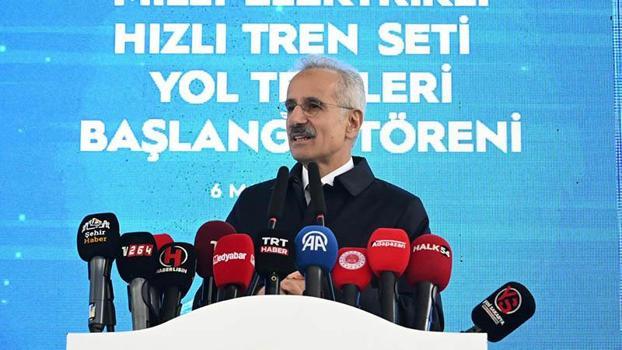 Bakan Uraloğlu: Milli Elektrikli Hızlı Tren’imiz saatte 250 kilometre hıza ulaştı