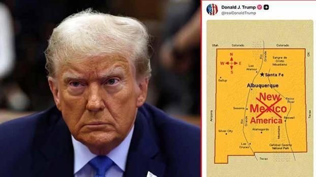 Trump, New Mexico'nun adını ‘New America’ olarak değiştiren bir harita paylaştı