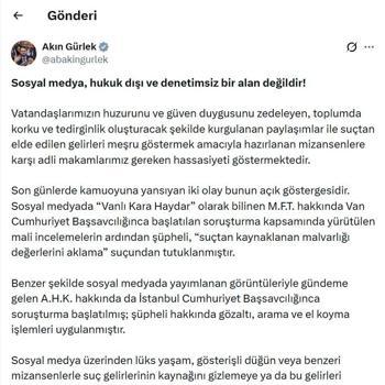 Bakan Gürlek: Sanal şöhret, suçun gizlenmesine perde olamayacaktır