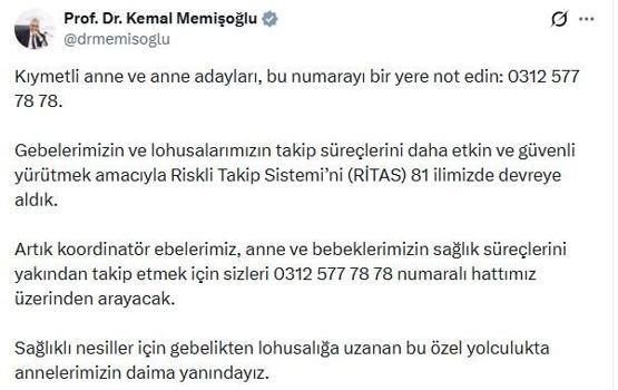 Anne adayları için 'Riskli Takip Sistemi’ 81 ilde devrede