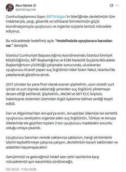 Bakan Gürlek: Uyuşturucu ticareti yapan suç örgütünün lideri İslam Yakut yakalandı