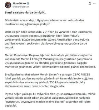 Mersin Limanı'nda geminin altına gizlenmiş 350 kilo kokain ele geçirildi (2)