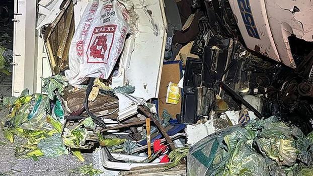 Mersin'de TIR'a çarpan sebze yüklü kamyonun şoförü öldü