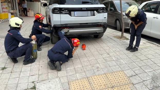 Avcılar’da cipte sıkışan kediyi itfaiye kurtardı