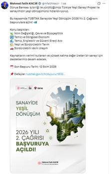 'TÜBİTAK Sanayide Yeşil Dönüşüm 2026 Yılı 2'nci Çağrısı'nın başvuruları açıldı